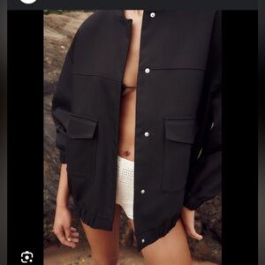 Zara long patch bomber jacket